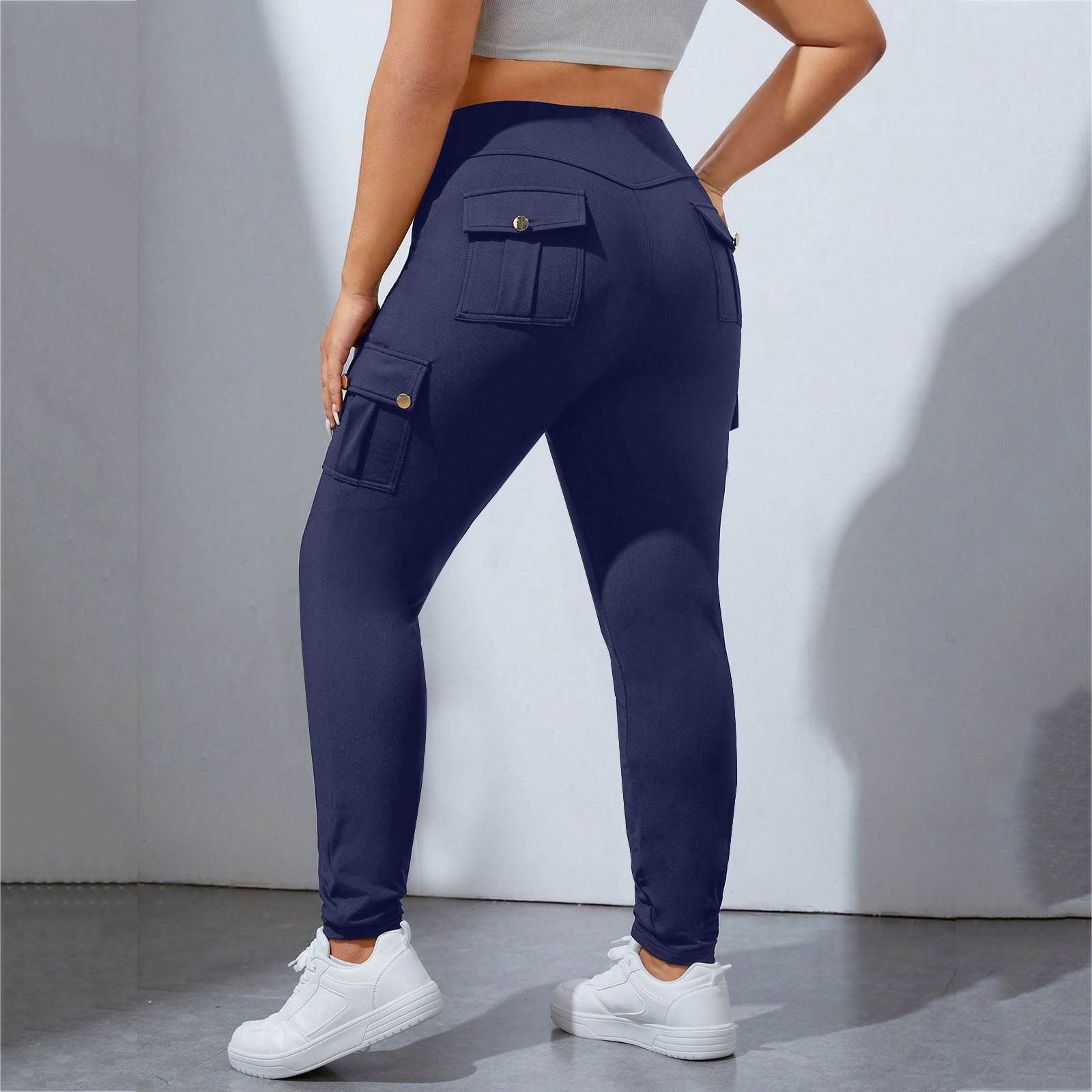 thumbnail image 2 of Pantalones de yoga para mujer con cintura ancha y pernera acampanada - Nailon/spandex, S-XXL, cintura alta, color liso, ropa deportiva, 2 of 4